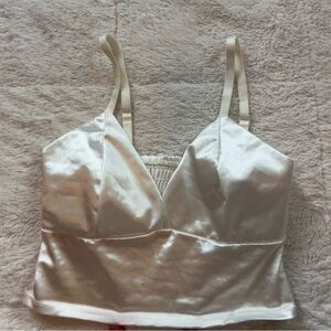 satin v cropped tank top